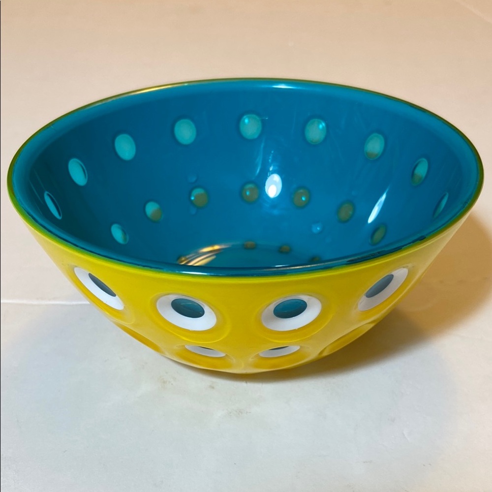 Guzzini Le Murrine 5” Small Cereal Bowl Yellow/White/Aquamarine Serveware Italy